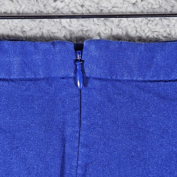 Vintage J Crew Blue A-Line Skirt Back Vent Pockets Knee-Length Zipper - Picture 9 of 15